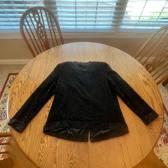 LAST CALL Vintage Laurence Kazar Black Silk Beaded Evening Jacket Size XL - Picture 8 of 9